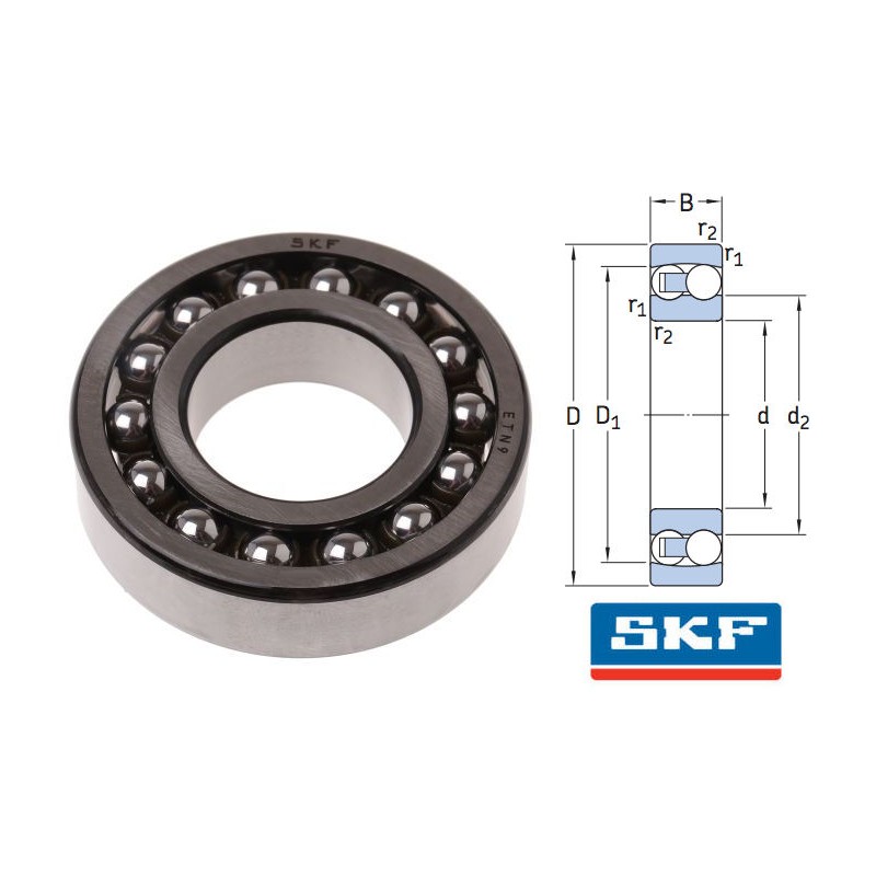 Roulement à bille SKF, 1210 ETN9